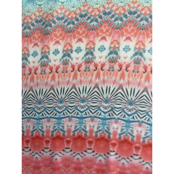 St. Tropez West Medium Blue Orange Floral Sleeveless Layered Blouse - Picture 3 of 3